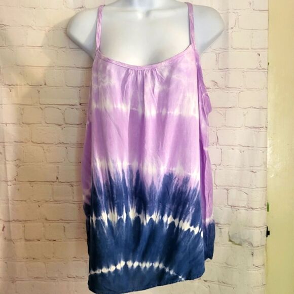 NWT Michael Stars "Kelsey" Tie Dye  Spaghetti Strap Cami Top sz.Large MSRP $118 - Picture 1 of 7